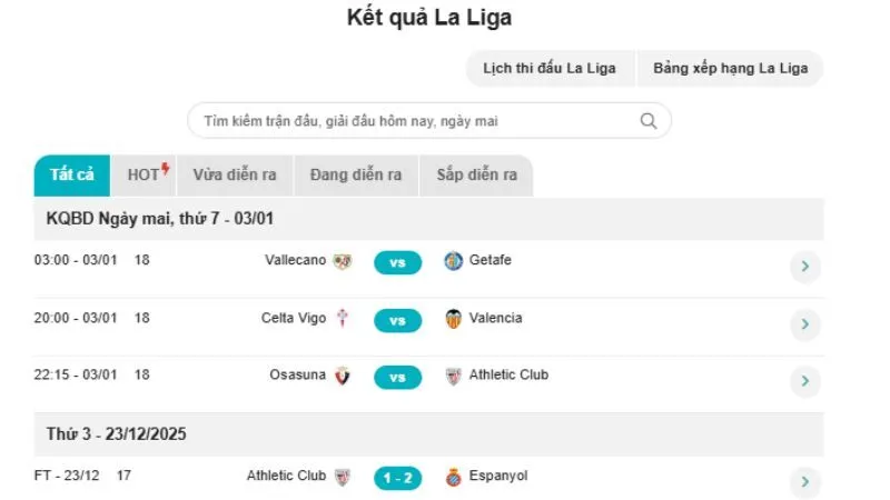 KQBD 24h cập nhật kết quả La Liga nhanh, chính xác hàng đầu
